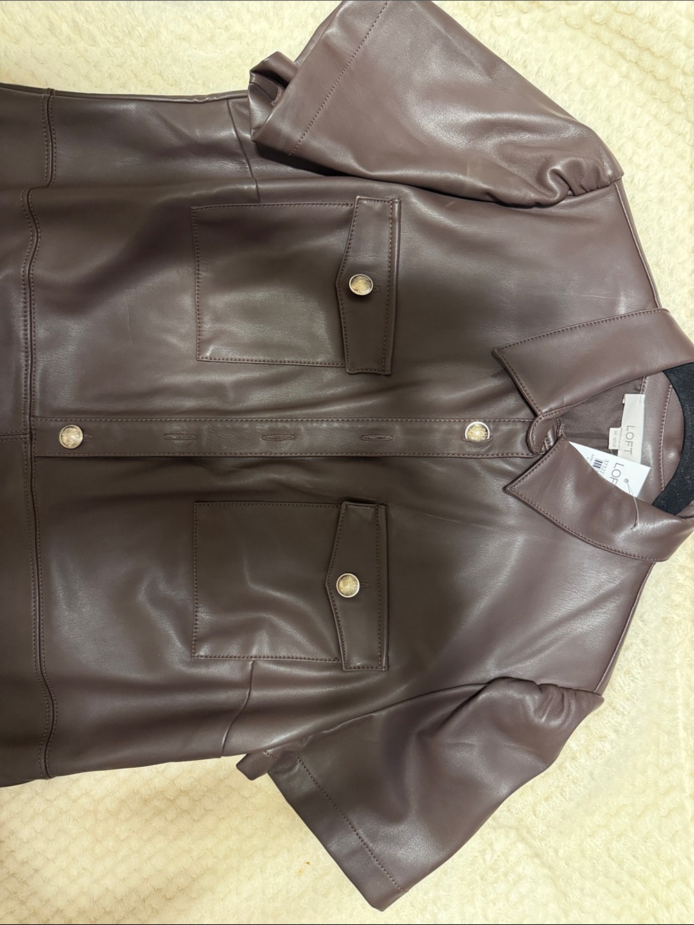 Loft brown leather like dress - Picture 3 of 5
